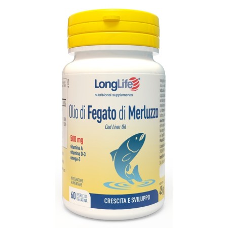 LongLife Olio di Fegato di Merluzzo Integratore Difese Immunitarie 500 mg 60 Perle