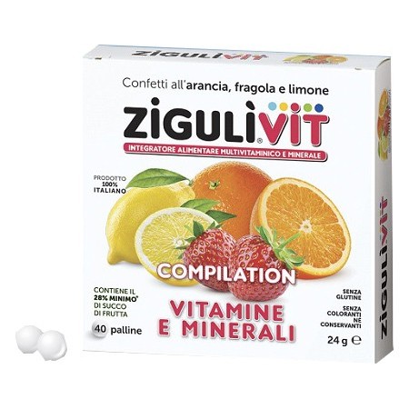 Zigulì Vit Compilation Vitamine e Minerali Arancia Fragola Limone 40 Palline