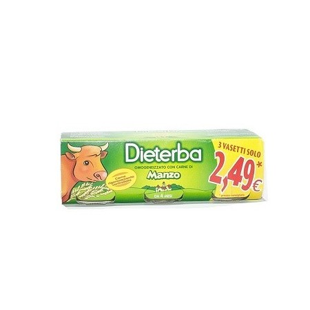 Dieterba Omogenizzato Manzo 3 Vasetti da 80 g