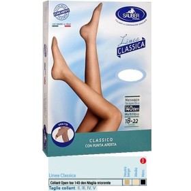 Sauber Linea Classica Collant Open Toe in Maglia Microrete 140 Den Neutro Beige Taglia 4