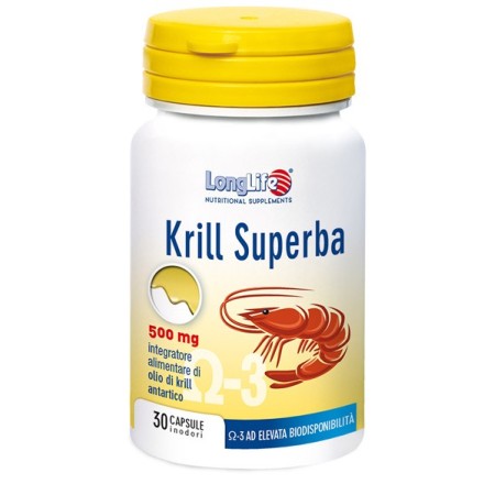 LongLife Krill Superba 500 mg Integratore di Olio di Krill Antartico 30 Capsule