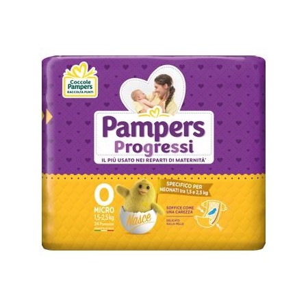 Pampers Progressi Pannolini Per Neonati Taglia 0 Micro 24 pezzi 1-2,5 Kg