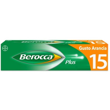 Berocca Plus Integratore Vitamine Per la Memoria e la Concentrazione Gusto Arancia 15 Compresse Effe