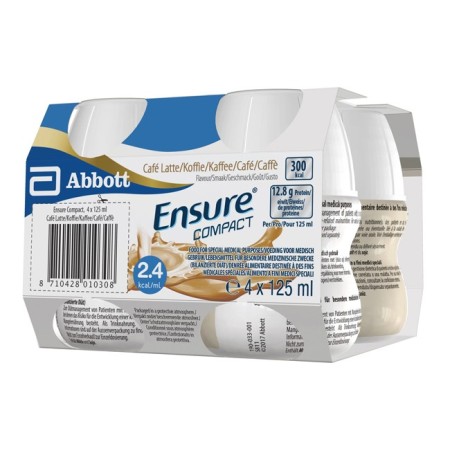 Ensure Compact Alimento a Fini Medici Speciali Ipercalorico e Proteico Caffè 4x125ml