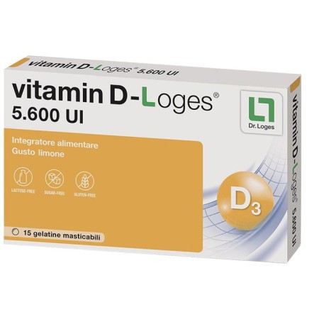 Vitamin D-Loges 5.600 UI  Integratore Vitamina D 15 Gelatine Masticabili