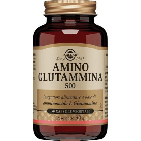 Solgar Amino Glutammina 500 Integratore Memoria 50 Capsule Vegetali