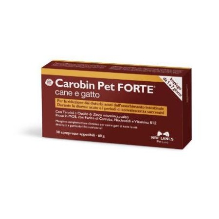 Carobin Pet Forte Mangime Complementare Per Disturbi intestinali Cani E Gatti 30 Compresse
