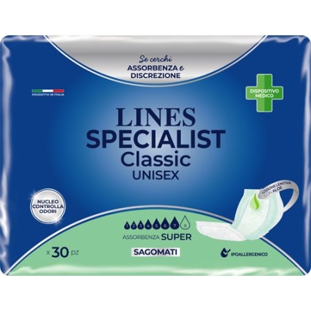 Lines Specialist Sagomato Super Pannolone per Incontinenza 30 Pezzi