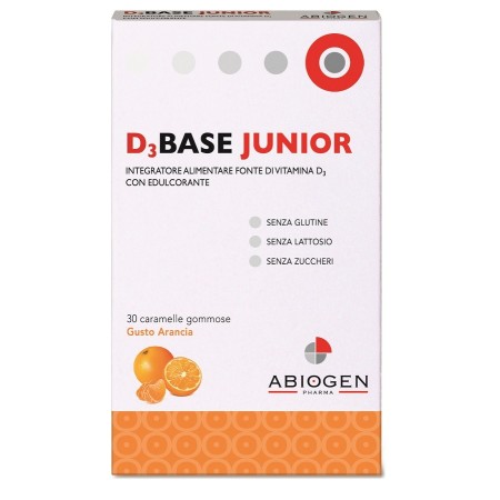 Abiogen D3Base Junior Integratore di Vitamina D Bambini 30 Caramelle Arancia