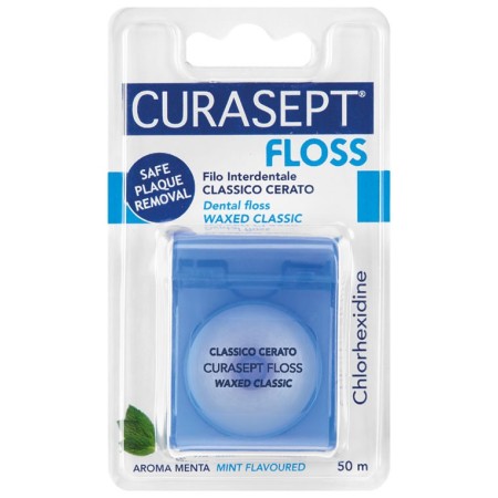 Curasept Floss Classico Cerato Filo Interdentale con Clorexidina 50 m