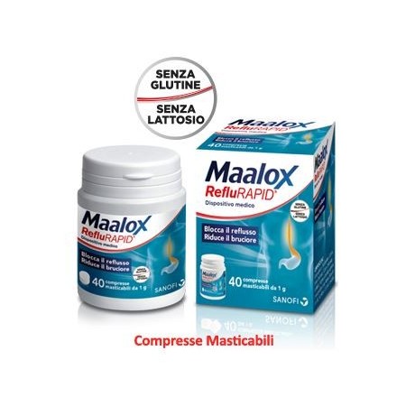 Maalox RefluRapid Integratore Per il Bruciore di Stomaco 40 Compresse Masticabili