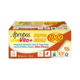Apropos Pappa Reale 1000 Mg Integratore di Pappa Reale Con Miele D'Acacia 10 Flaconcini