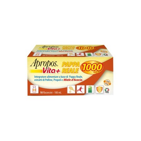 Apropos Pappa Reale 1000 Mg Integratore di Pappa Reale Con Miele D'Acacia 10 Flaconcini