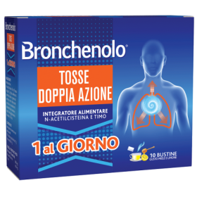 Bronchenolo Tosse Doppia Azione 1 al Giorno Integratore per la Tosse 10 Bustine