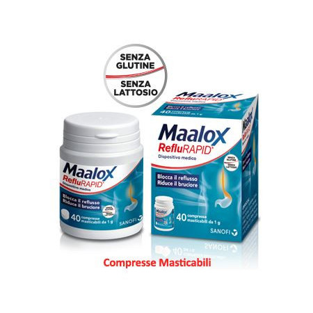 Maalox RefluRapid Integratore Per il Bruciore di Stomaco 40 Compresse Masticabili