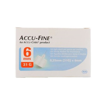 Accu-Fine Aghi Penna Per Insulina 6mm 31G 100 Pezzi