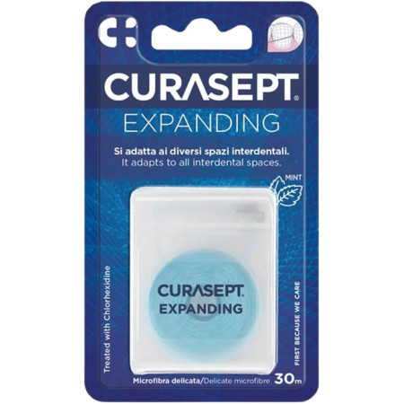 Curasept Floss Microfibra Expanding Filo Interdentale con Clorexidina 30 m
