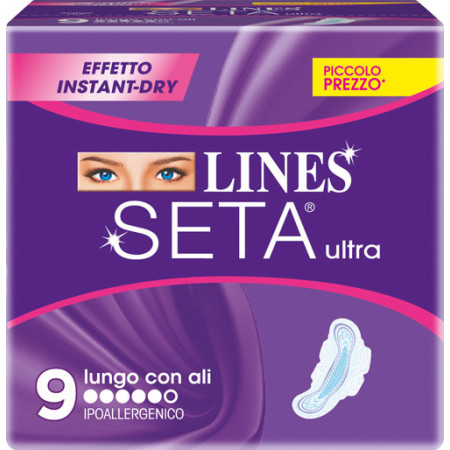 Lines Seta Ultra Lungo Con Ali Assorbente Per Flussi Intensi 9 Pezzi