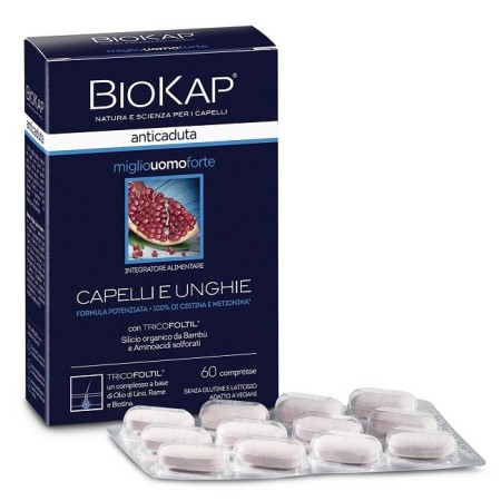 Biokap Anticaduta Miglio Uomo Forte Integratore Capelli e Unghie 60 Compresse