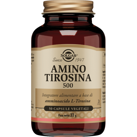 Solgar Amino Tirosina 500 Integratore Tiroide 50 Capsule Vegetali